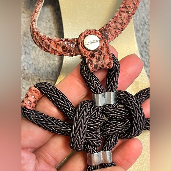 Calvin Klein Red Gladiator Leather Women SARRA flat Sandals sz10 - Picture 6 of 8